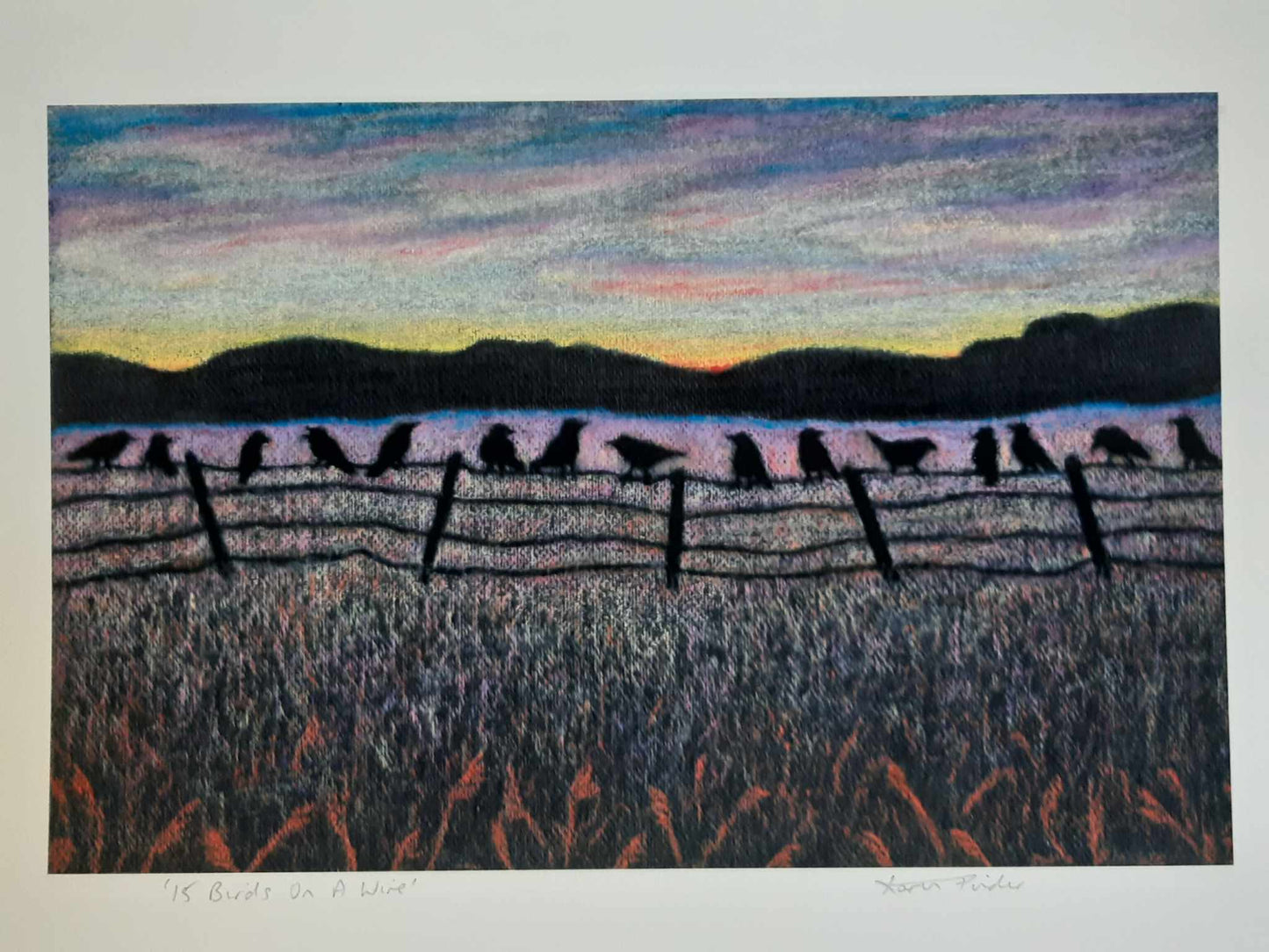 Fifteen Birds On A Wire Wall Art Print 2 Sizes