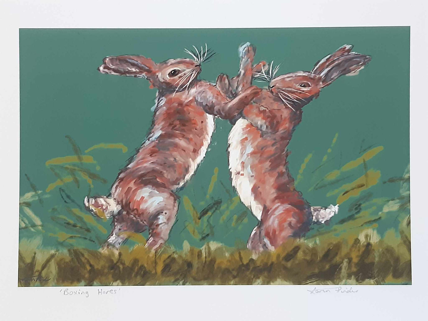 Boxing Hares Wall Art Print 2 Sizes