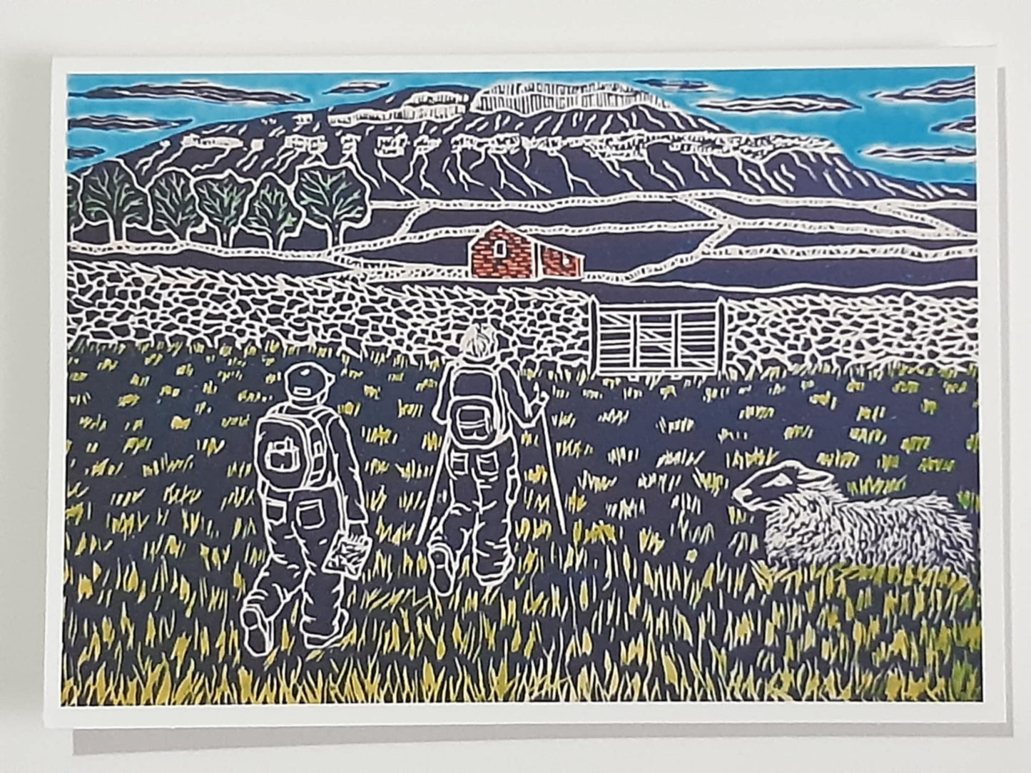 Hiking To Pen-y-ghent In Colour 5 x 7 Inch Greeting Card