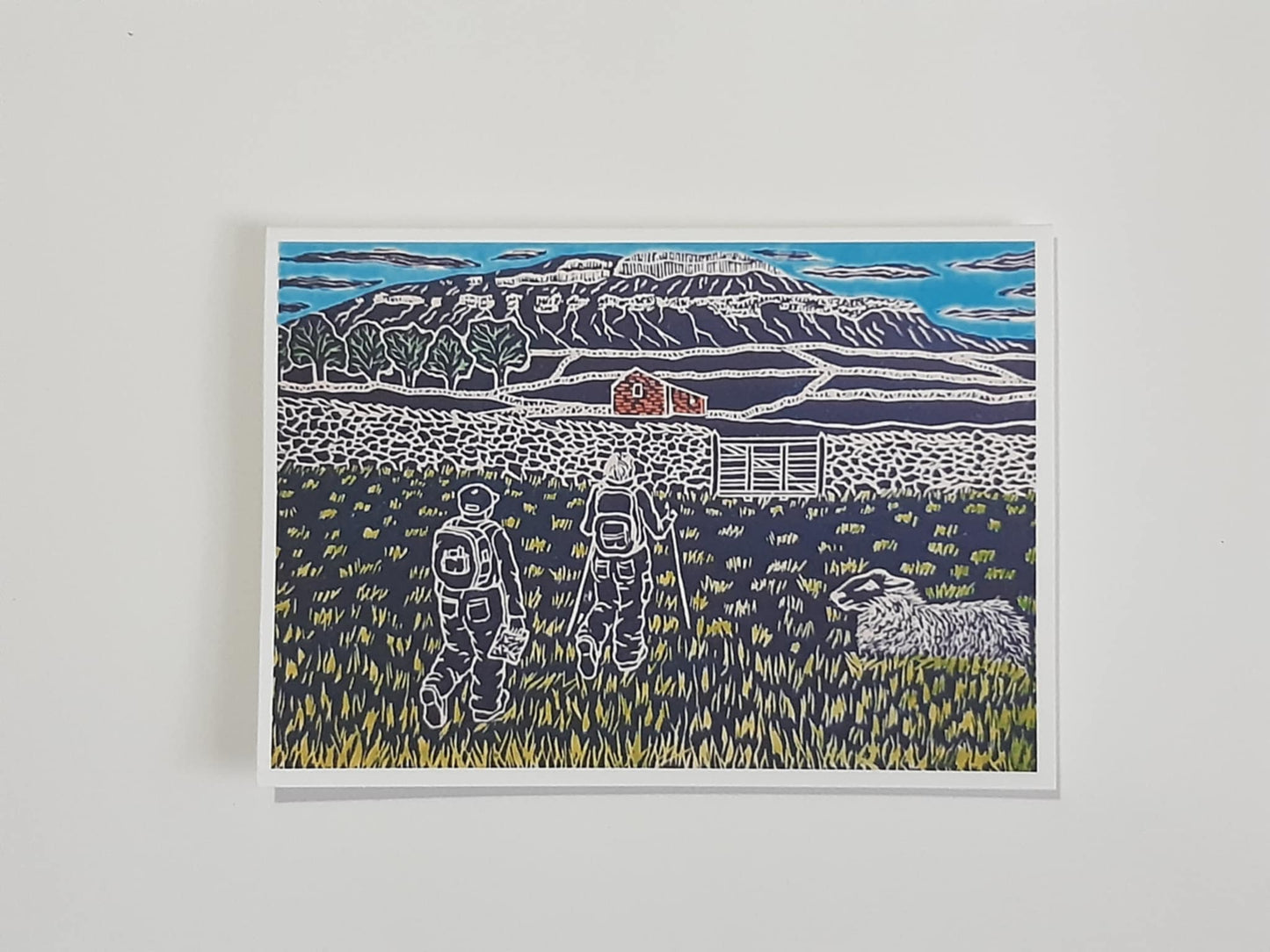 Hiking To Pen-y-ghent In Colour 5 x 7 Inch Greeting Card