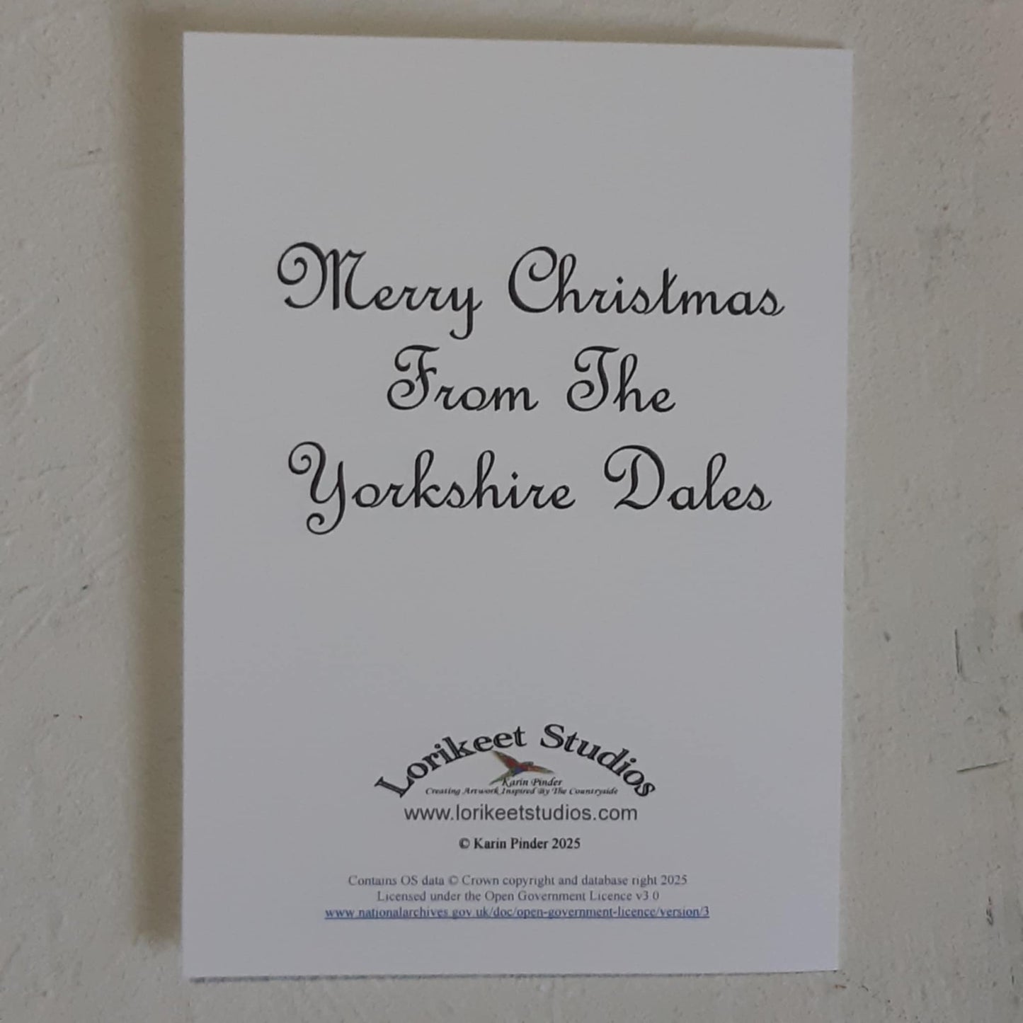 Yorkshire Dales Snow Globe Christmas Map Pack Of Four Greeting Cards