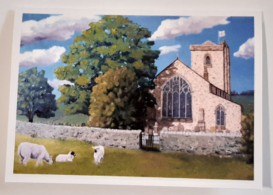 Field To St. Andrew's Church, Slaidburn Lancashire 5 x 7 Inch Greeting Card