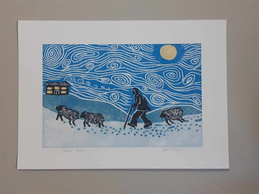 Headed Home Farmer Gathering Sheep Wall Art 2 Sizes